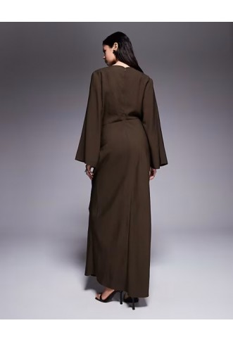 ASOS DESIGN long sleeve tucked waist bias maxi dress