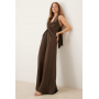 Six Stories twist front satin maxi dress