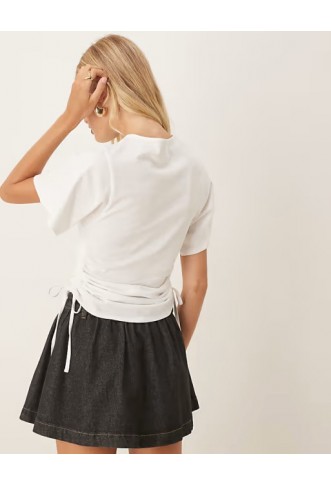 ASOS DESIGN tie side detail t-shirt in white