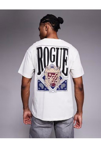 ADPT oversized t-shirt with rogue backprint in cream