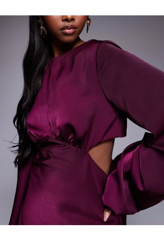 ASOS DESIGN long sleeved cut out maxi dress with knot back detail