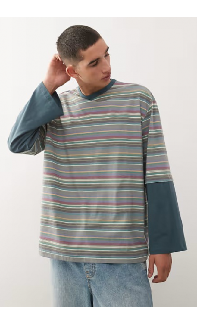 Reclaimed Vintage oversized t-shirt with double layer long sleeve