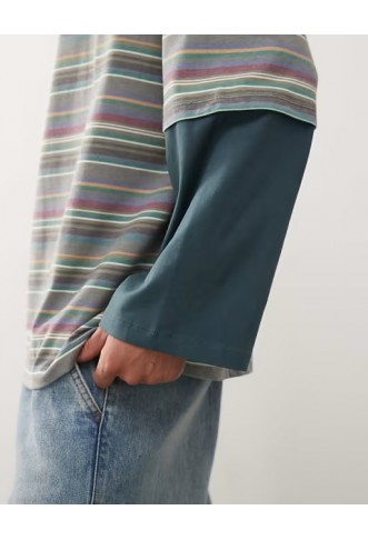 Reclaimed Vintage oversized t-shirt with double layer long sleeve