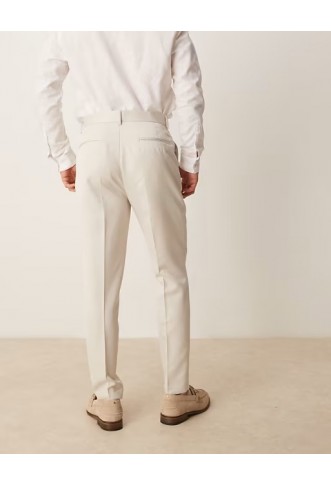 ASOS DESIGN smart tapered fit trousers in stone