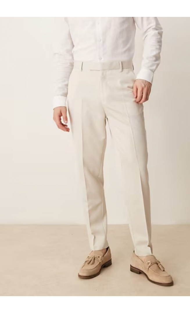 ASOS DESIGN smart tapered fit trousers in stone