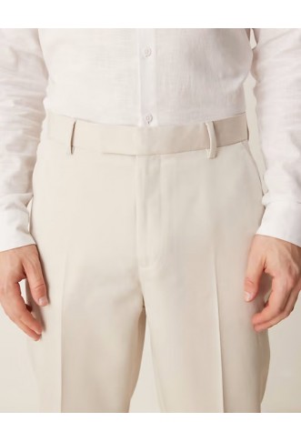 ASOS DESIGN smart tapered fit trousers in stone
