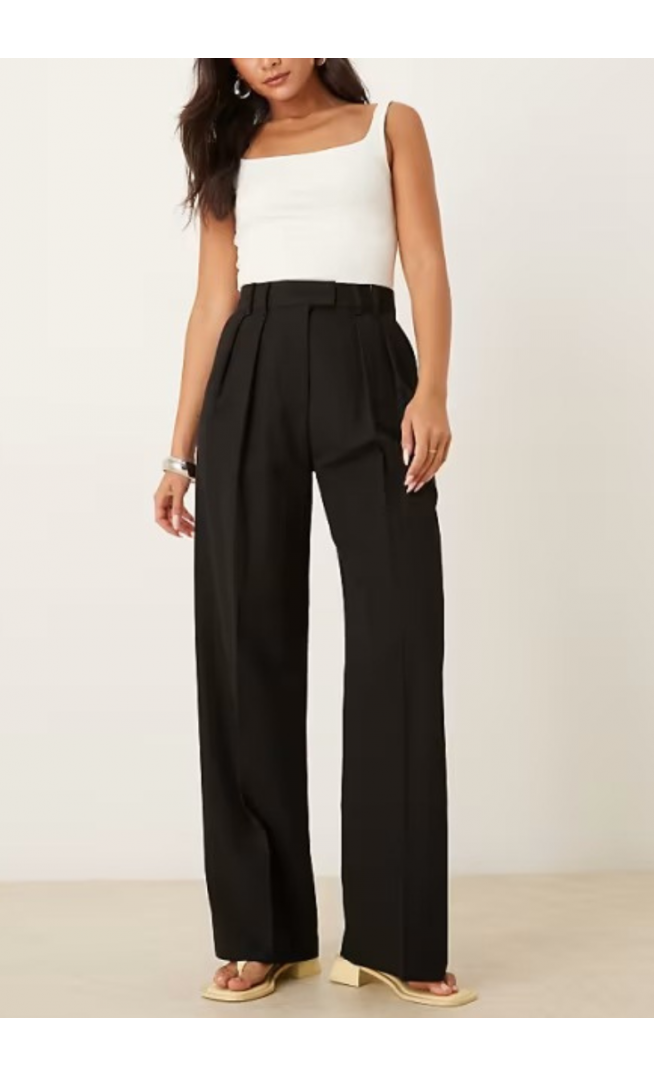 ASOS DESIGN tailored wide leg trousers with pleat detail