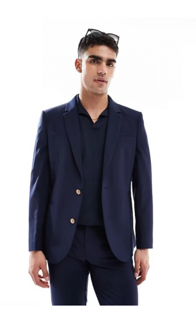 ASOS DESIGN washable slim suit jacket with lightweight worsted wool