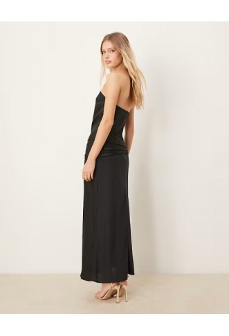 Abercrombie & Fitch strapless bow detail maxi dress in black
