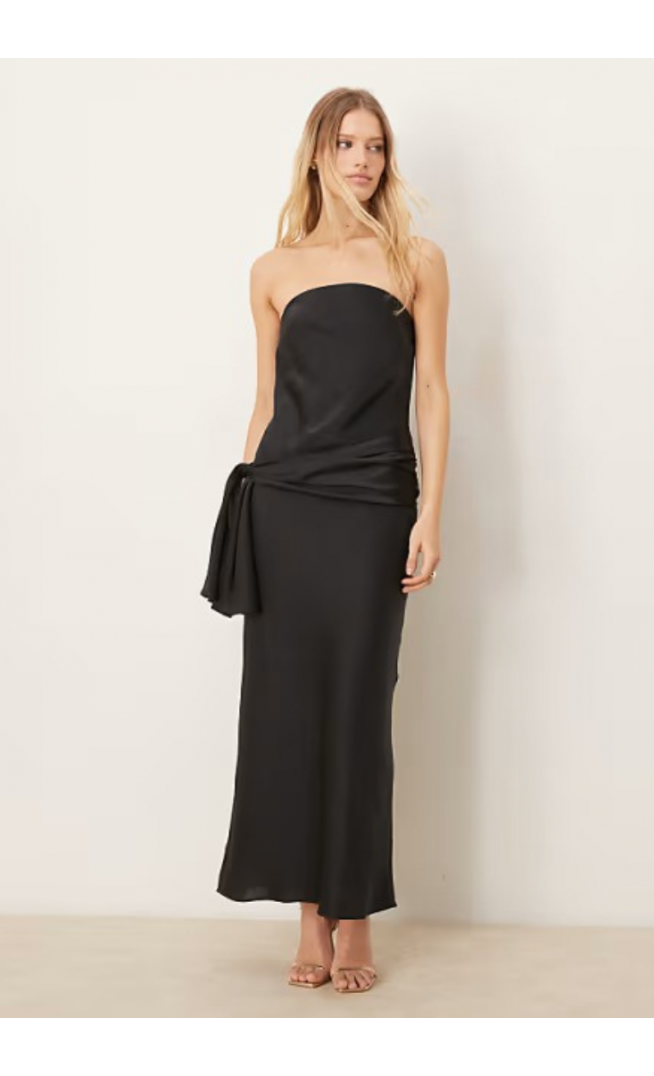 Abercrombie & Fitch strapless bow detail maxi dress in black