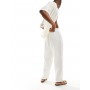 Weekday Seth linen blend trousers in off-white