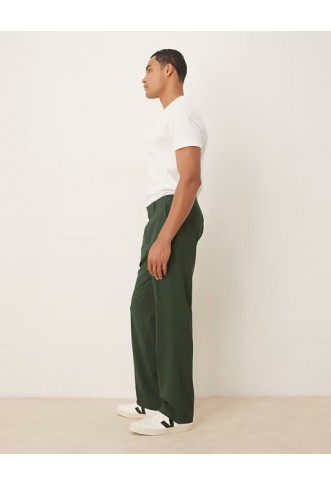 ASOS DESIGN straight leg suit trousers in dark green