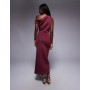 ASOS DESIGN drape fallen shoulder midi dress in burgundy