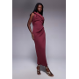 ASOS DESIGN drape fallen shoulder midi dress in burgundy