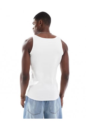 ASOS DESIGN Essentials muscle fit vest with square neck in white