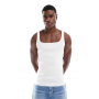 ASOS DESIGN Essentials muscle fit vest with square neck in white