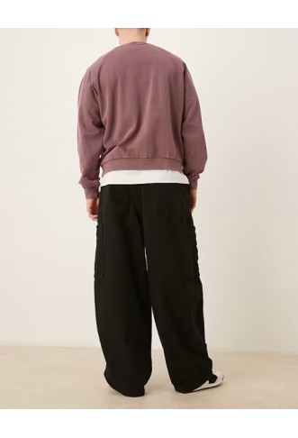 ASOS DESIGN oversized baggy cargos in black