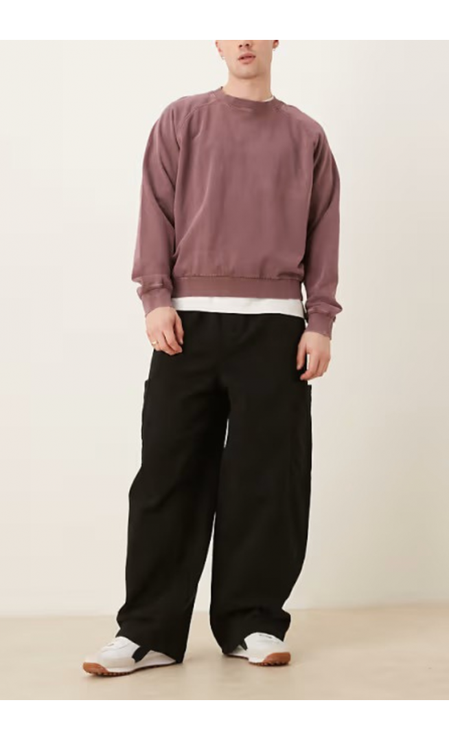 ASOS DESIGN oversized baggy cargos in black