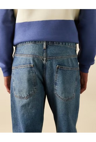 ASOS DESIGN tapered jeans in mid wash blue