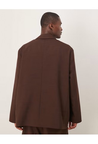 ASOS DESIGN slouchy oversized suit jacket in brown