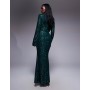 ASOS DESIGN all over sequin long sleeve wrap front detail maxi dress