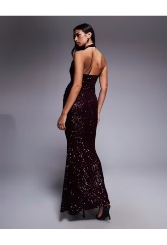 ASOS DESIGN all over sequin plunge maxi dress