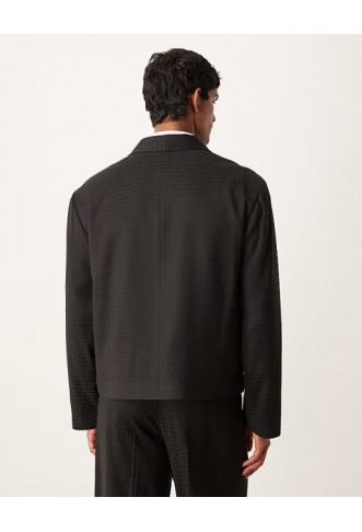 ASOS DESIGN boxy suit jacket in black jacquard