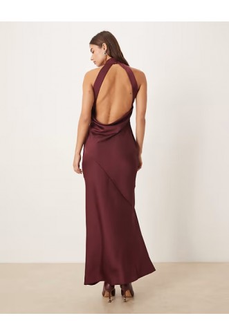 ASOS DESIGN satin halterneck maxi dress