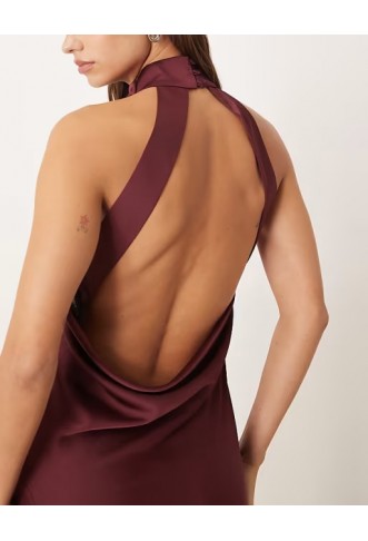 ASOS DESIGN satin halterneck maxi dress