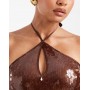 The Frolic exclusive sequin cross front halterneck maxi dress
