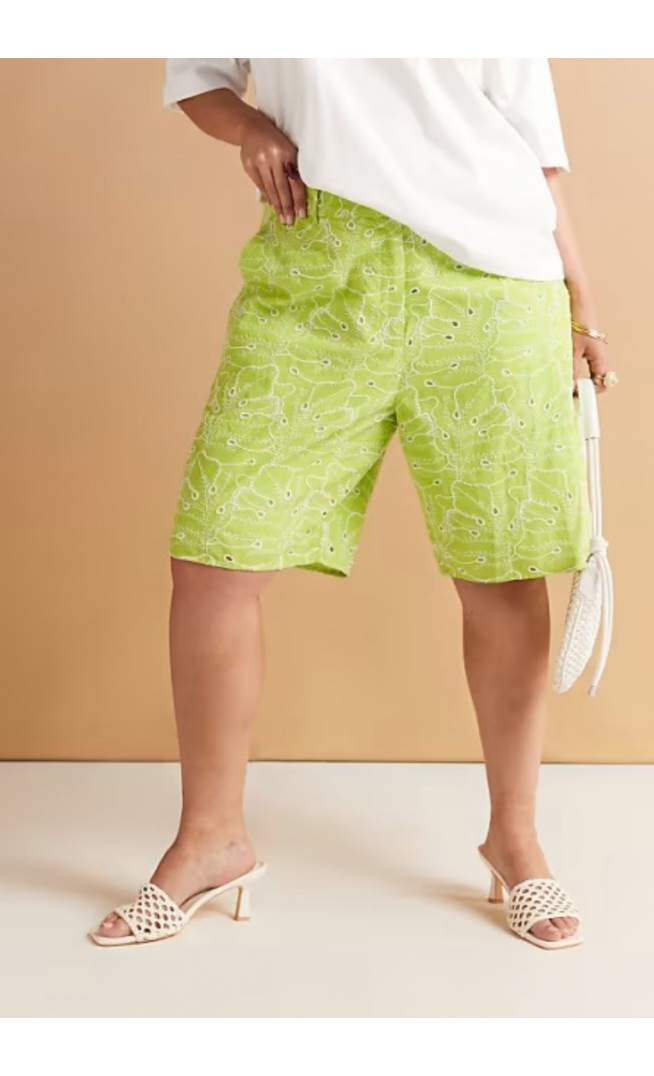 ASOS DESIGN Curve bermuda shorts with all over embroidery
