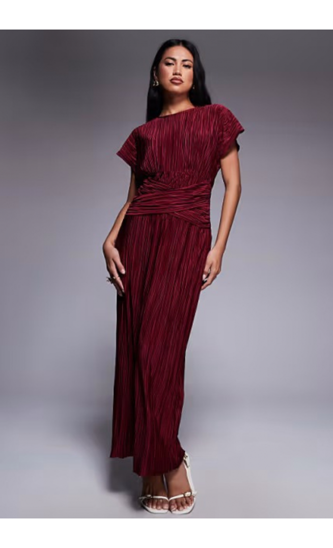 ASOS DESIGN twist front plisse sleeveless maxi dress