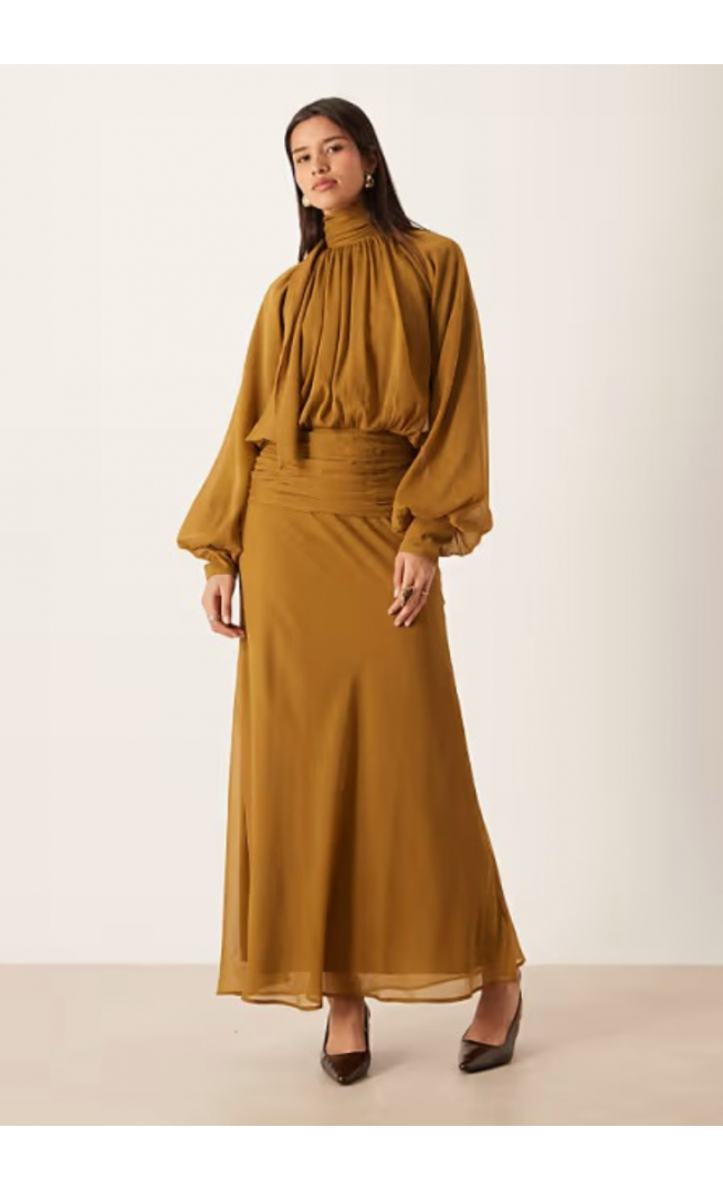 ASOS DESIGN high neck drape chiffon maxi dress
