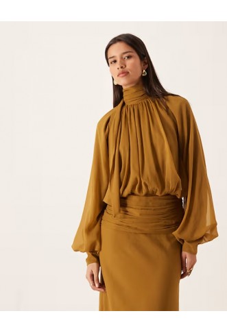 ASOS DESIGN high neck drape chiffon maxi dress