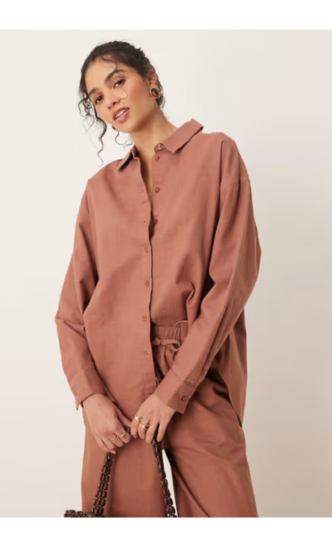 ASOS DESIGN oversized linen look shirt co-ord