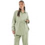 ASOS DESIGN modal tie waist shirt in khaki