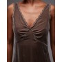 & Other Stories velvet maxi slip dress in mole