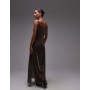 & Other Stories velvet maxi slip dress in mole