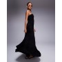 ASOS DESIGN crinkle bandeau shirred bodice tiered maxi dress in black