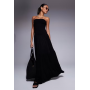 ASOS DESIGN crinkle bandeau shirred bodice tiered maxi dress in black