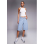Liquor N Poker leopard print denim jorts in jacquard