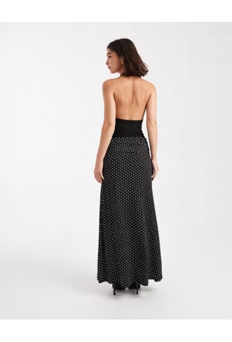 Miss Selfridge halter neck maxi dress in polka dot