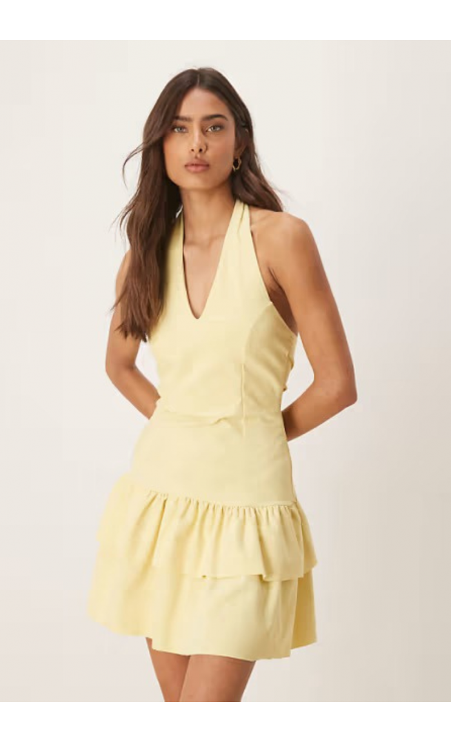 ASOS DESIGN halter mini rara skirt in yellow