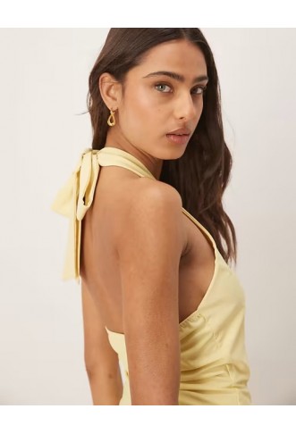 ASOS DESIGN halter mini rara skirt in yellow