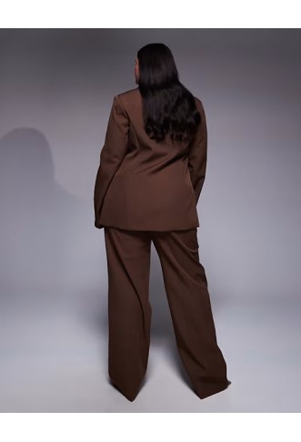ASOS LUXE Curve co-ord straight trousers in brown