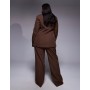 ASOS LUXE Curve co-ord straight trousers in brown