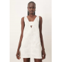ARRANGE wave textured plunge mini dress in white