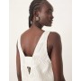 ARRANGE wave textured plunge mini dress in white