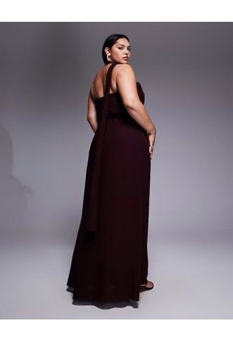TFNC Plus one shoulder scarf neck maxi dress