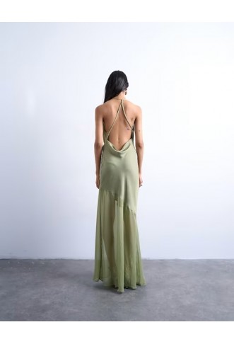 Topshop occasion mixed fabric cowl neck dress